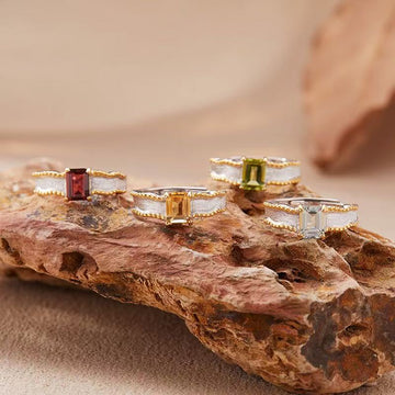925 Sterling Silver Natural Crystal Adjustable Ring