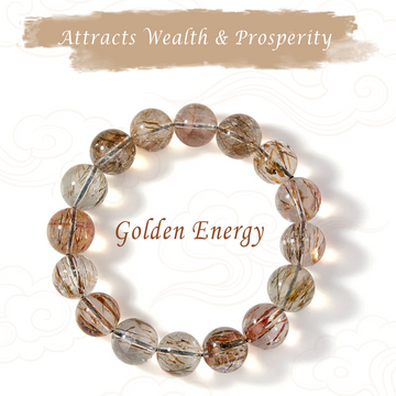 Atrae riqueza y prosperidad - Pulsera de cuarzo rutilado dorado