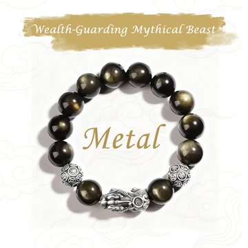 Wealth Guardian Bracelet-Golden Obsidian × Pixiu