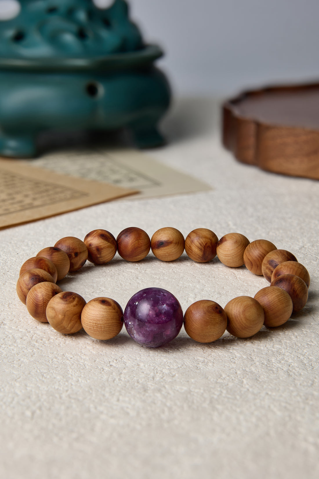 Enhancing Women's Career Fortune Thuja Sutchuenensis(Cliff Cypress) and crystal bracelet