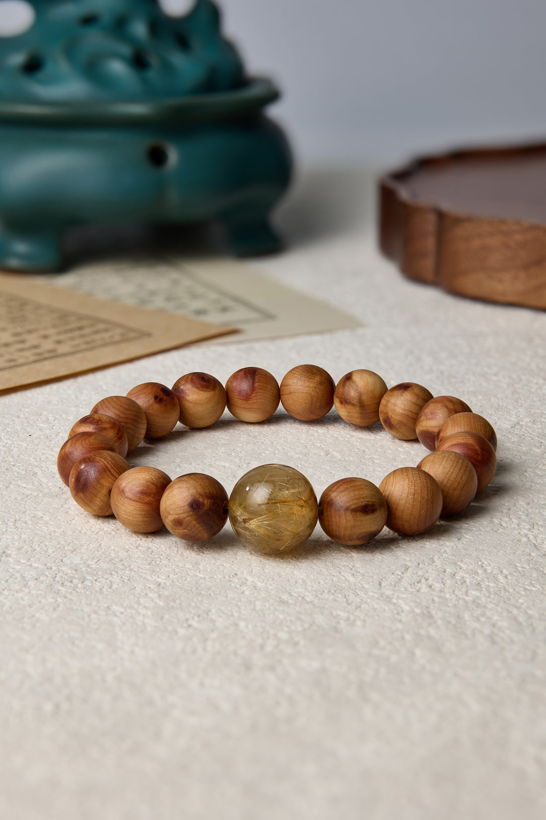 Enhancing Financial Prosperity Thuja Sutchuenensis(Cliff Cypress) and  crystal bracelet