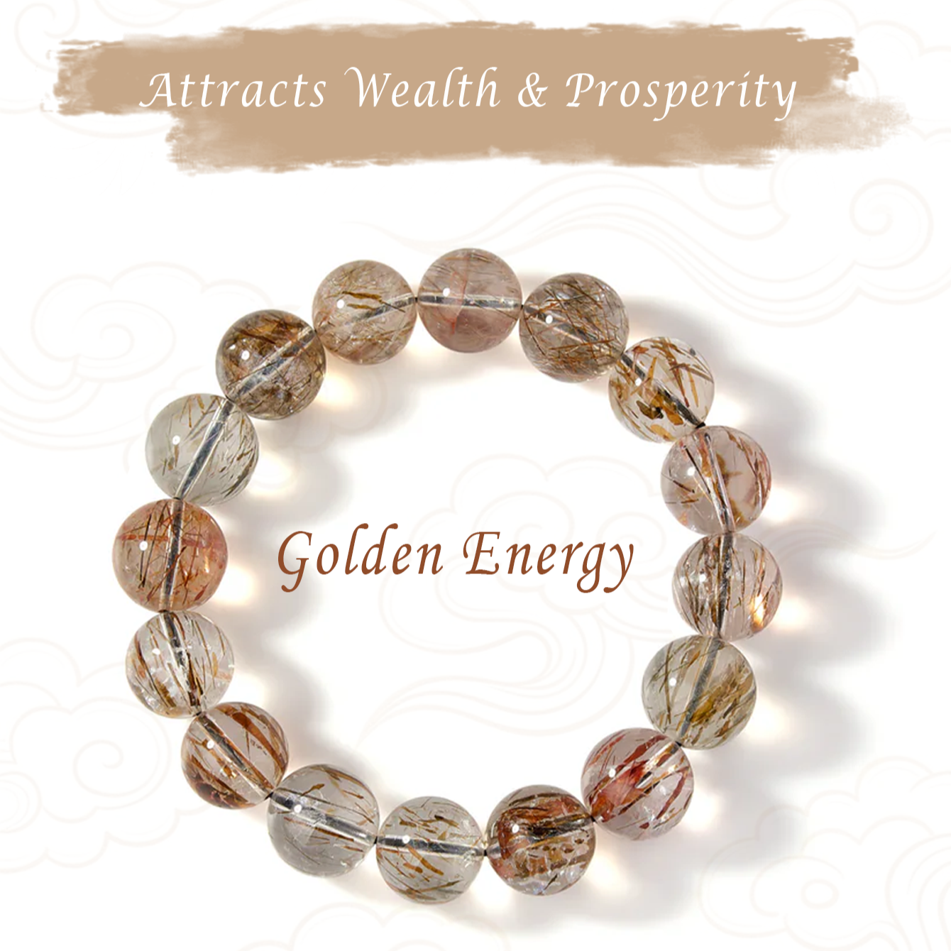 Atrae riqueza y prosperidad - Pulsera de cuarzo rutilado dorado
