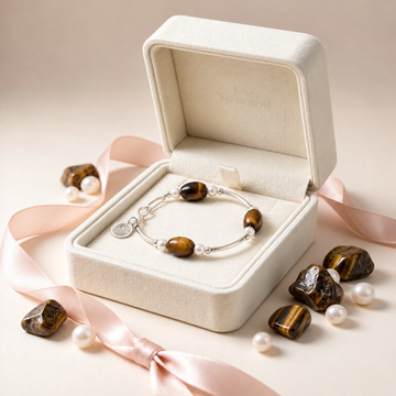 Tiger’s Eye & Pearl Sterling Silver Feng Shui Bracelet