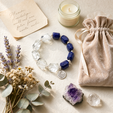 Master Li’s Serene Energy Clear Quartz & Lapis Lazuli Bracelet