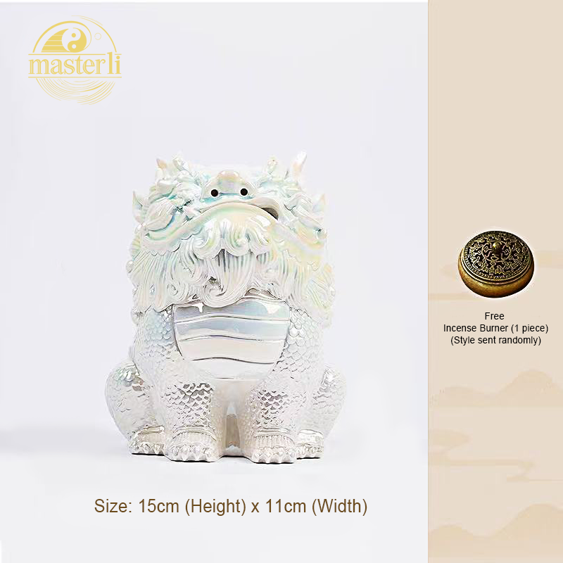 Handcrafted ceramic Pixiu ornament from Jingdezhen