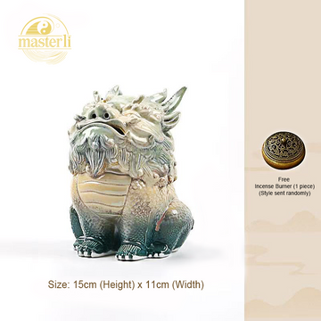 Handcrafted ceramic Pixiu ornament from Jingdezhen