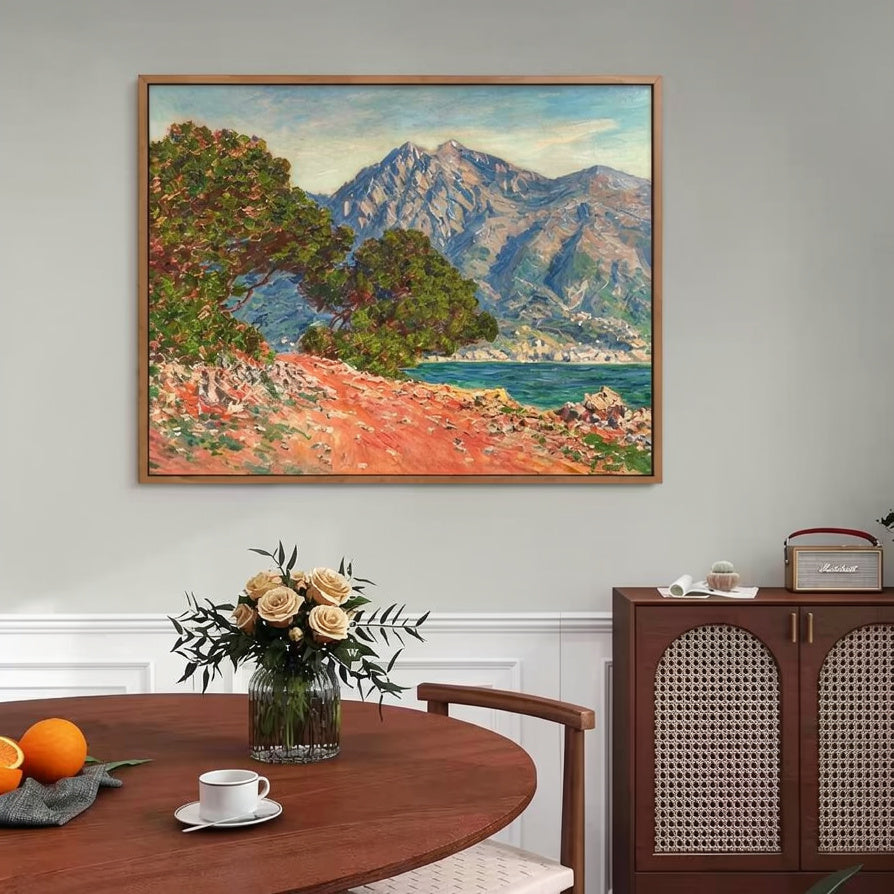 Feng Shui Oil Painting – Pine Forest, Mountain & Water Landscape Art