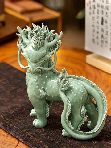 Green Celadon Qilin From JingDe Zhen