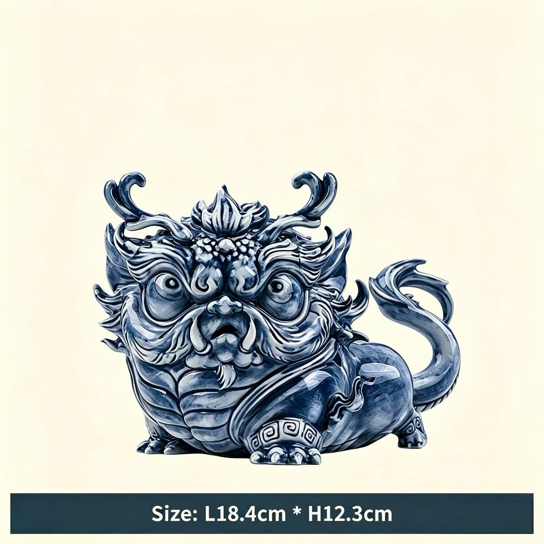 Blue & White 'Baize' Guardian Beast From JingDe Zhen