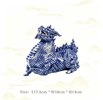 Classic Blue& White Seated Dragon From JingDe Zhen