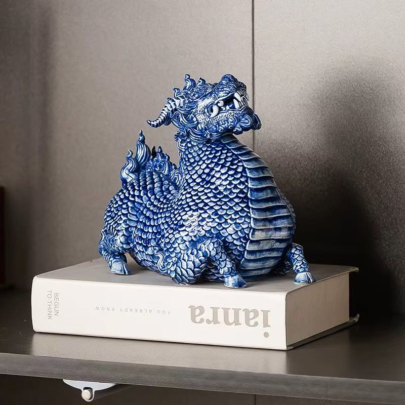 Classic Blue& White Seated Dragon From JingDe Zhen