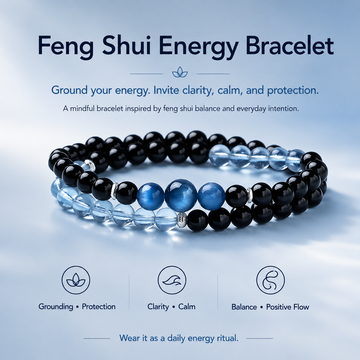 Feng Shui Energy Bracelet Set – Kyanite, Obsidian & Crystal