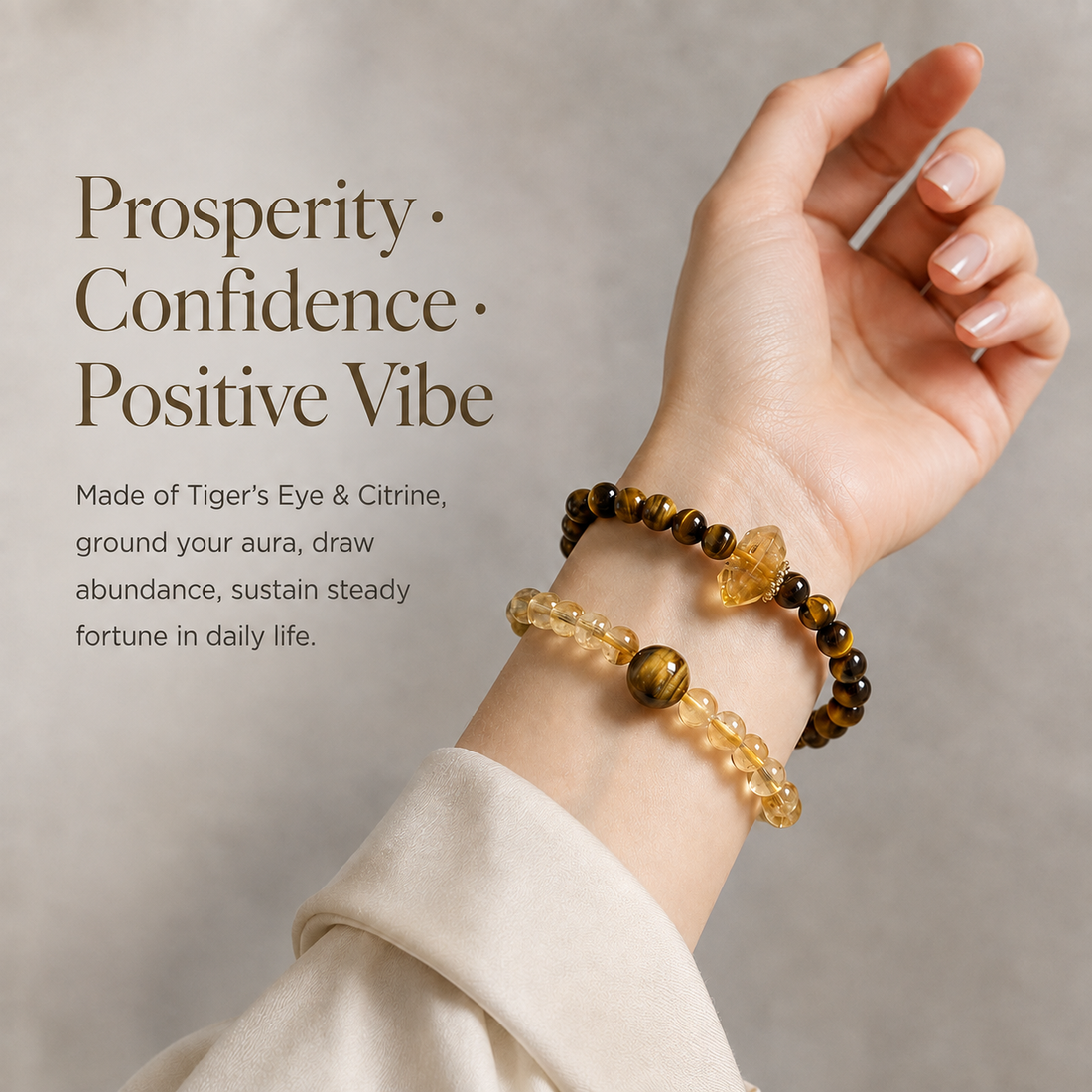 Sunlit Mountain Energy Bracelet Set – Tiger's Eye & Citrine