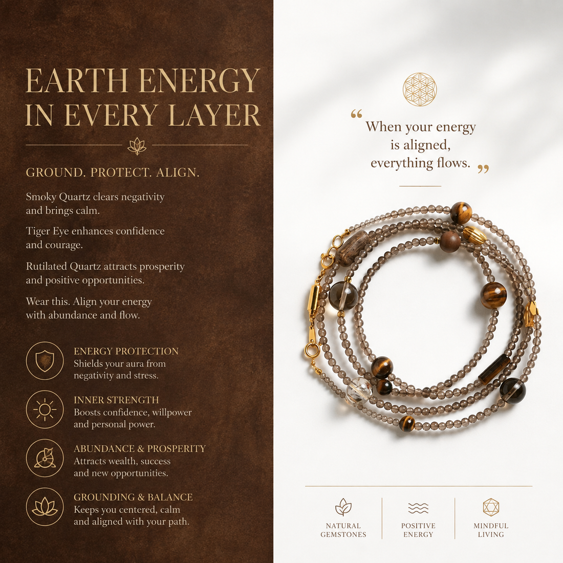 Earth Energy Tiger's Eye Energy Wrap & Necklace Set
