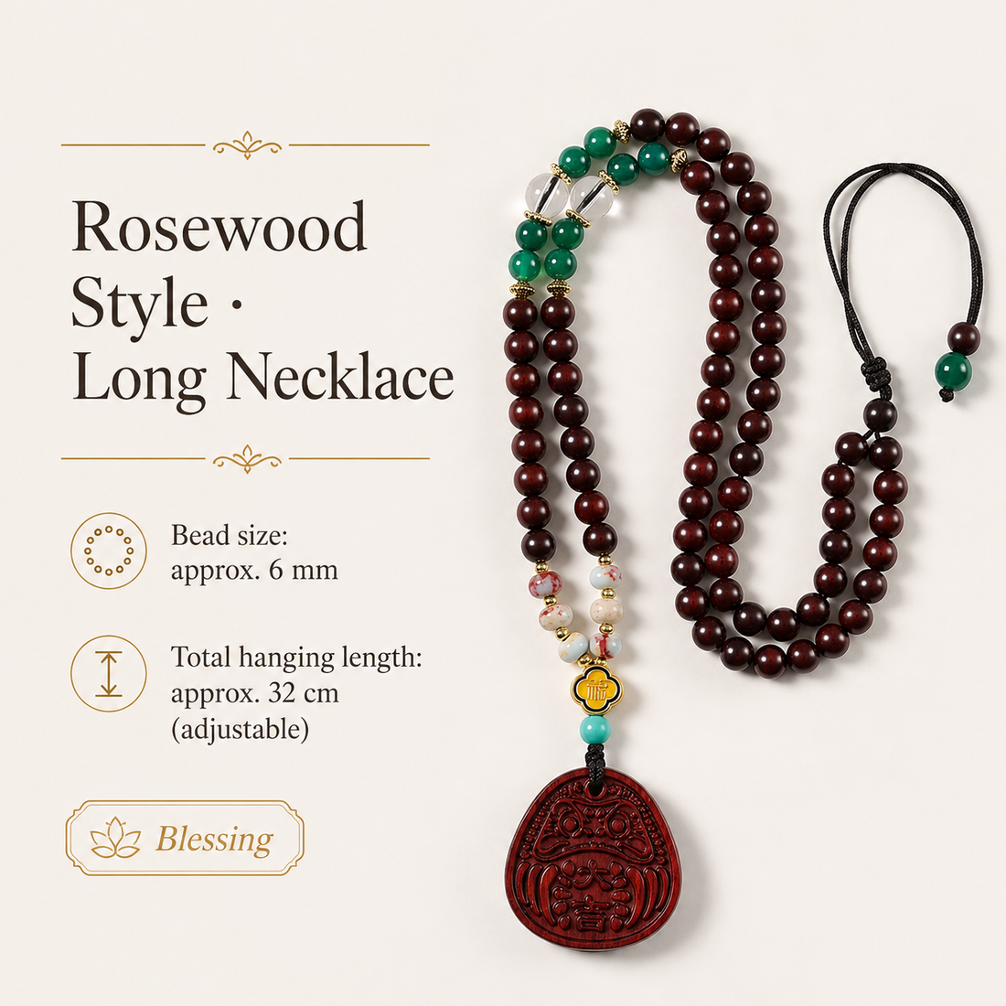 Fortune Pendant Necklace – Feng Shui Blessing Long Necklace