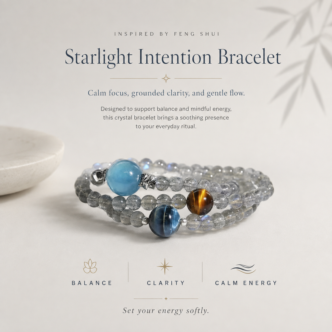 Starlight & Celestial Flow Intention Bracelet – Balance, Clarity & Calm Energy