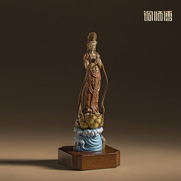Cihang Pudu Bronze Guanyin Statue | Lotus & Ocean Wave Sculpture