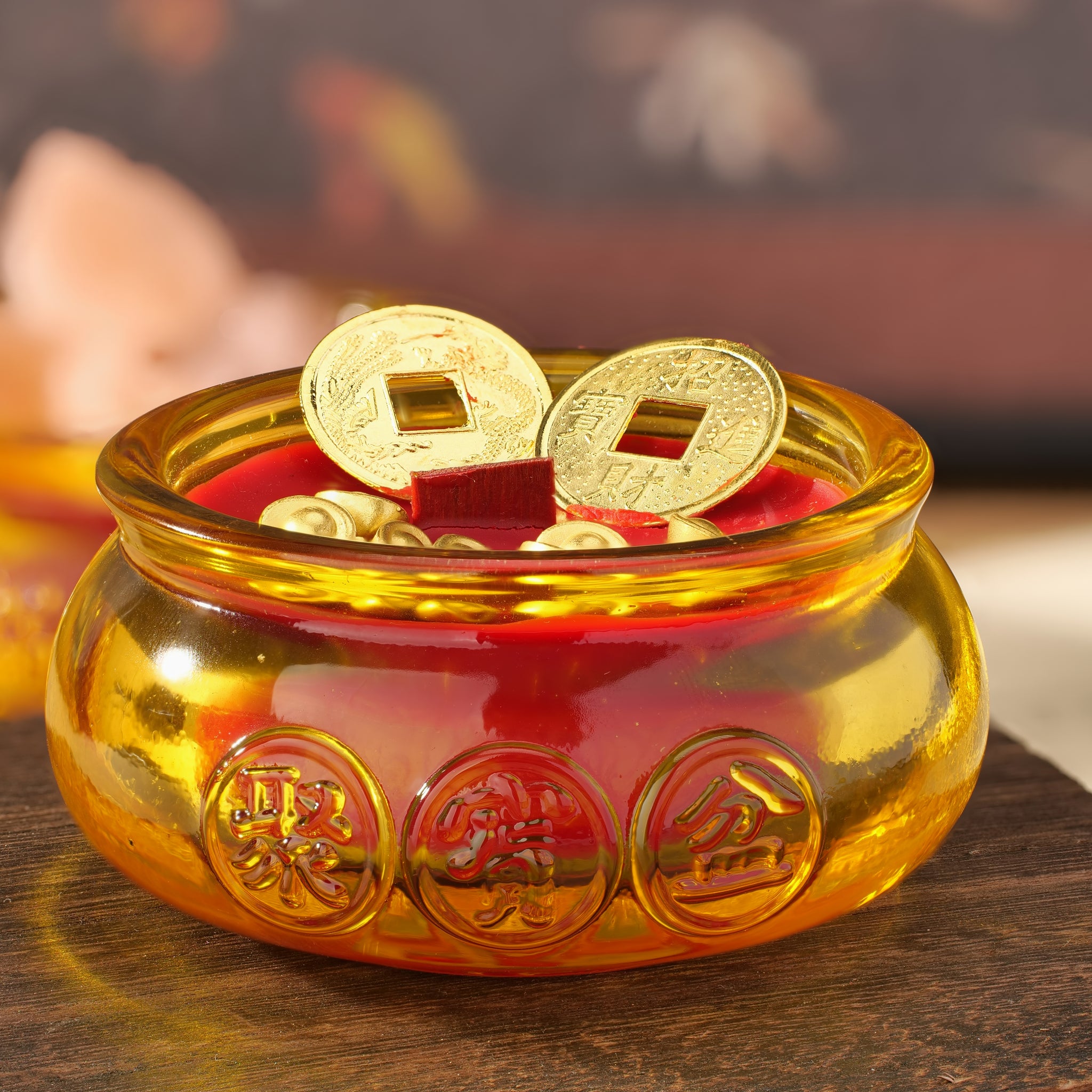 Liuli Wealth Bowl Candle -- Abundance Ritual Set