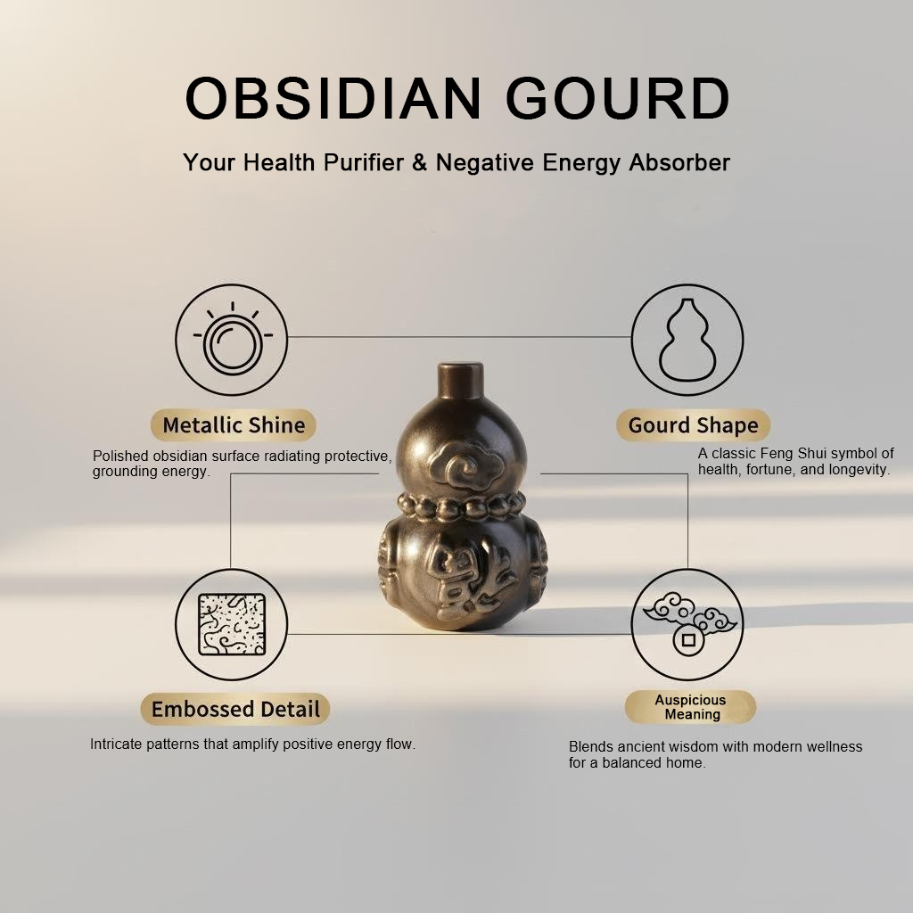Obsidian Feng Shui Gourd