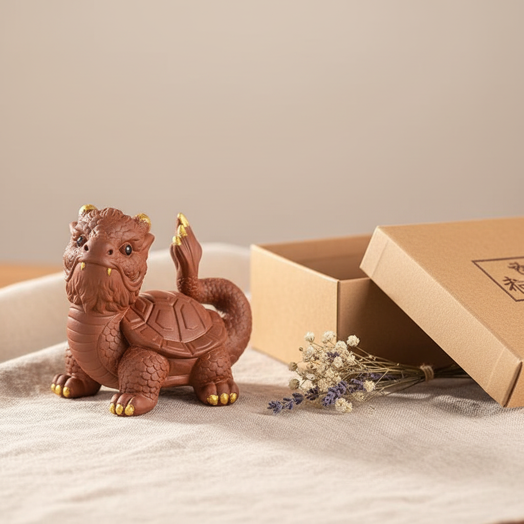 Gilded Dragon-Turtle Tea Pet gift presentation