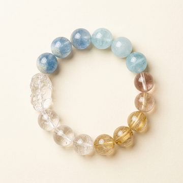 Natural crystal bracelet with clear quartz Pixiu carving